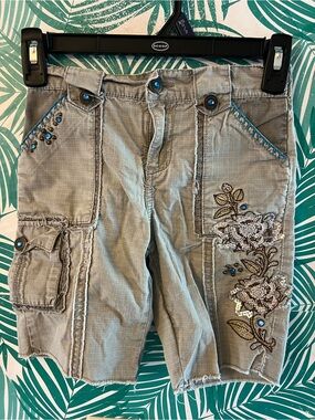 Mary Kate & Ashley Embellished Cargo Shorts - Taupe 6X vintage y2k rhinestone